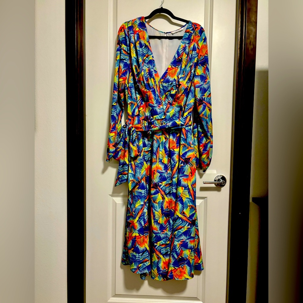 EShakti Tropical Print Midi Dress